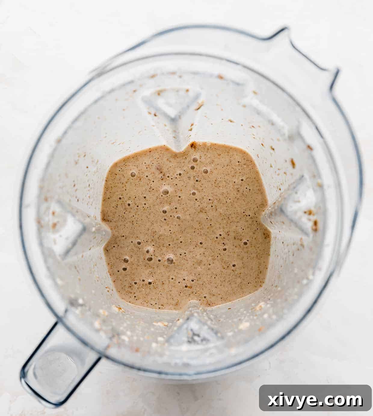 Mama's Milk Smoothie 5 A brown colored Lactation Smoothie in a blender.