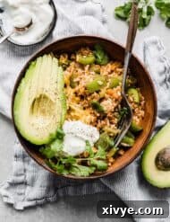 Unstuffed Pepper Casserole 9 A bowl of Deconstructed Stuffed Peppers on a white linen napkin.