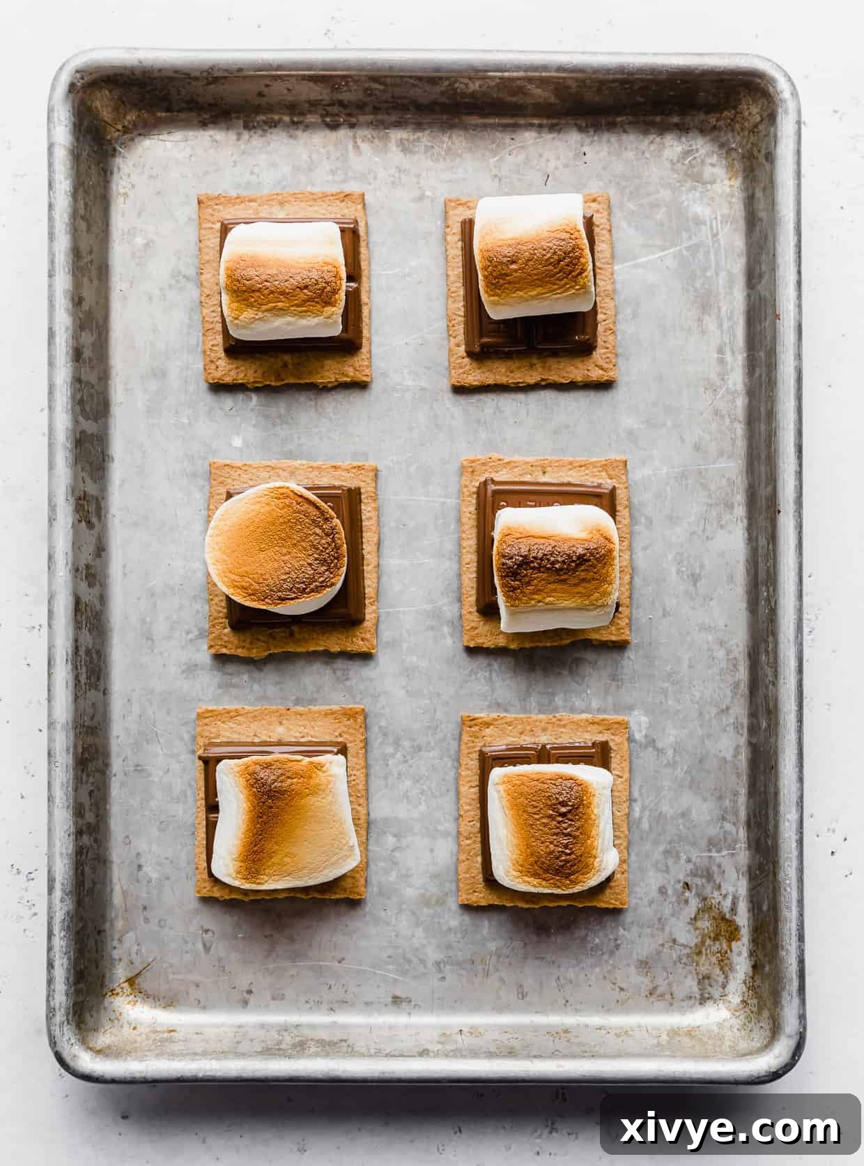 Toasted Oven S'mores on a baking sheet.