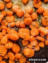 Garlic Butter Roasted Carrots on a baking sheet.