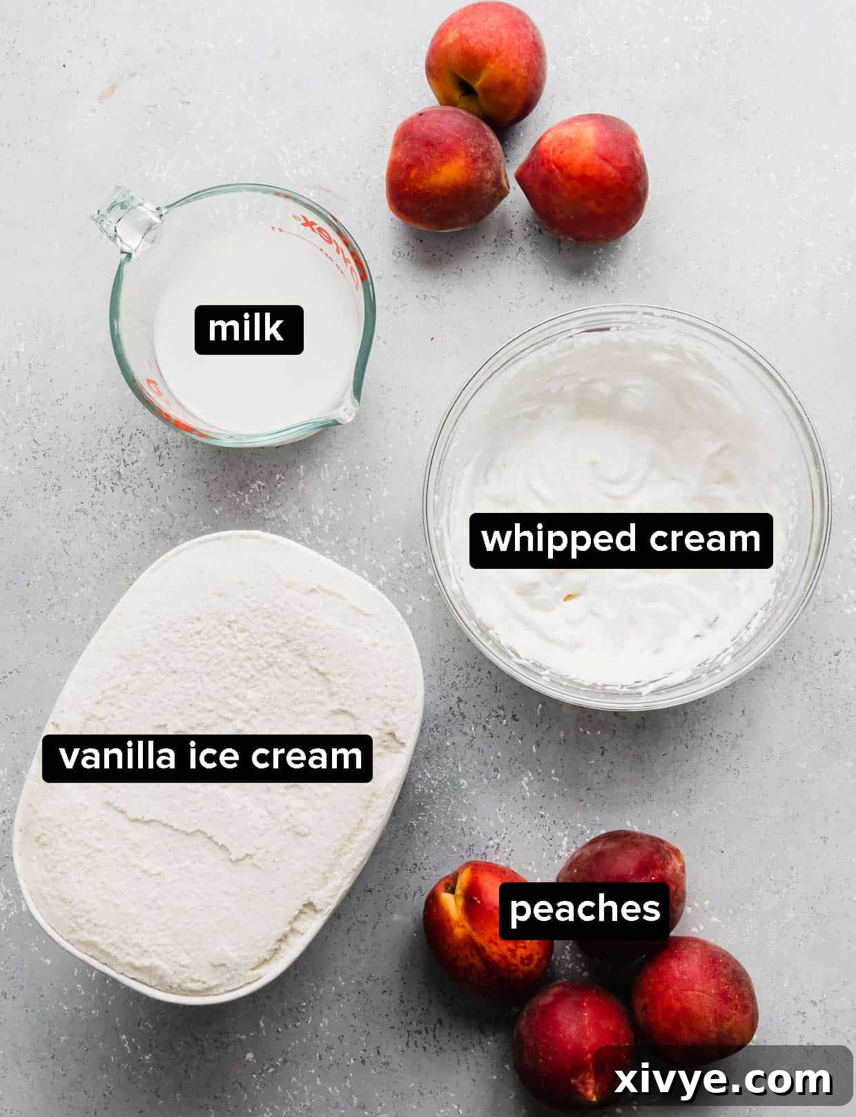 Perfect Peach Milkshake Inspired by Chick-fil-A 3 Ingredients used to make a peach milkshake.