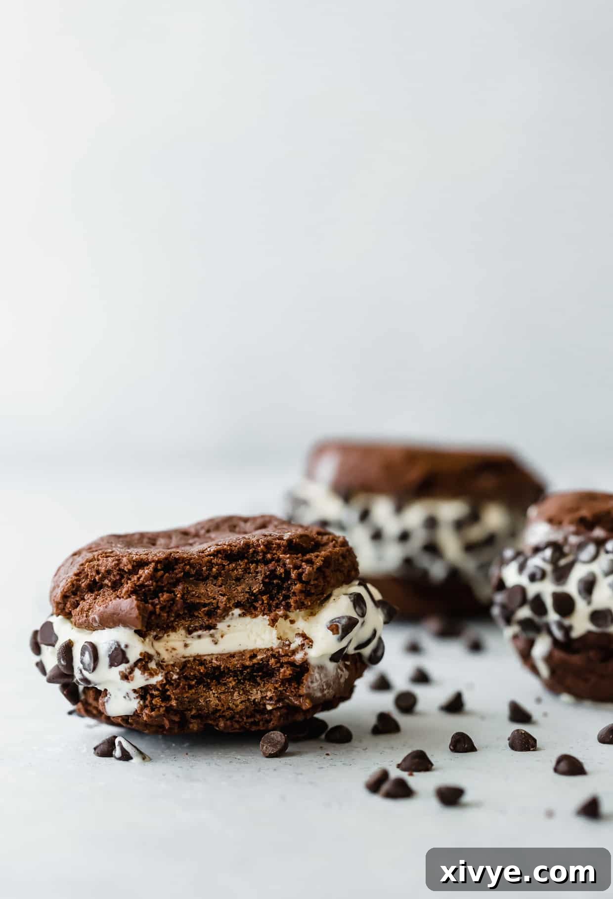 Cookie Ice Cream Delight 12 Chocolate Cookie Ice Cream Sandwiches are the perfect treat for summer! They're easy to make and absolutely delicious! Get the full recipe on saltandbaker.com