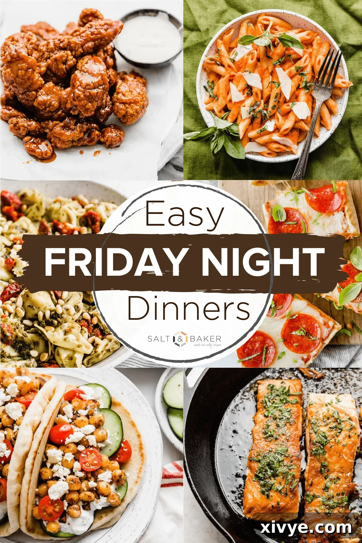 A vibrant collage showcasing various easy and delicious Friday night dinner ideas, perfect for family meals.