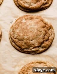 Your Ultimate Crumbl Snickerdoodle Copycat Recipe 10 A large snickerdoodle cookie on a tan parchment paper.