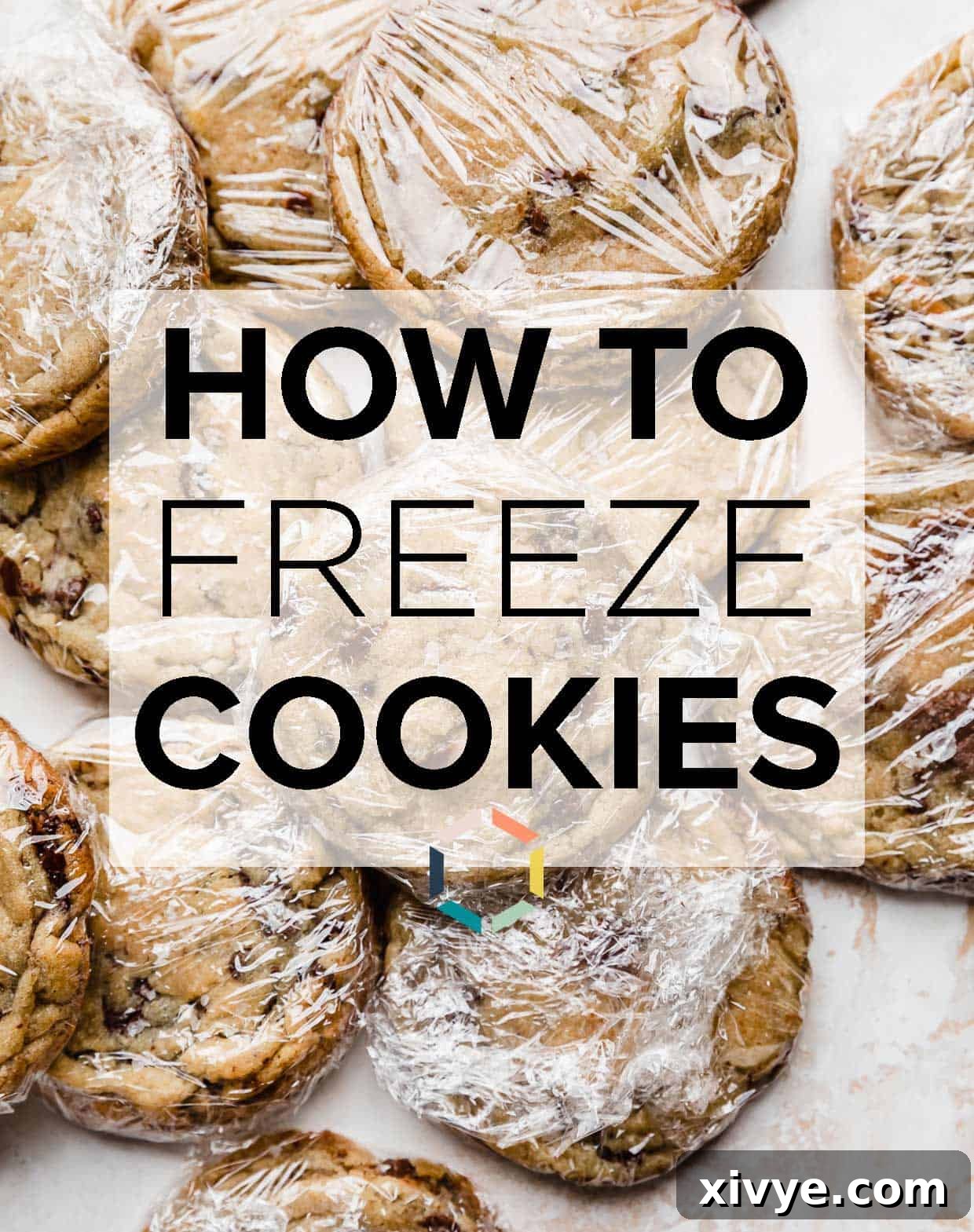 Cookies wrapped in plastic wrap with the words "How to Freeze Cookies" written in black text over the photo.