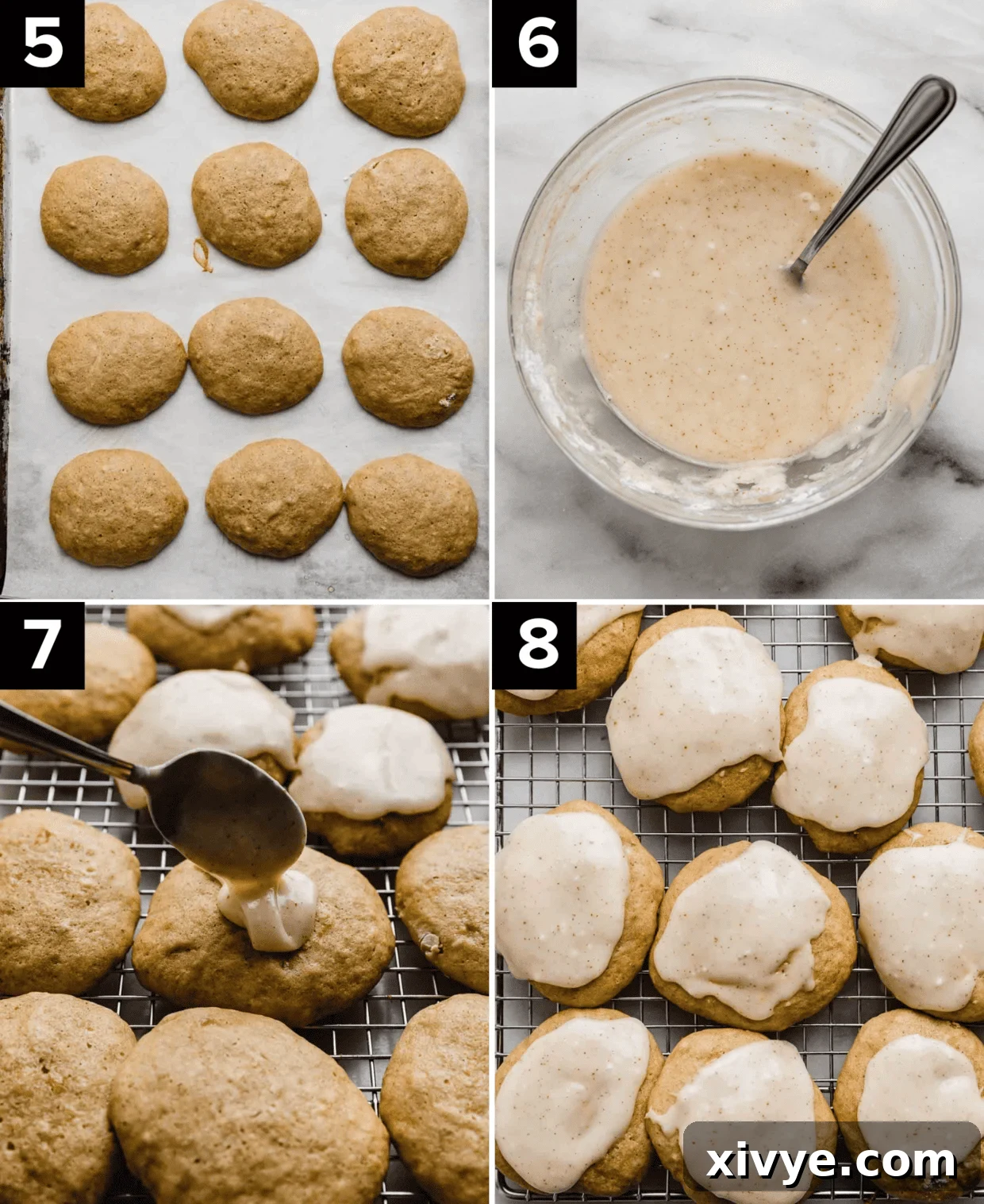 Banana cookies frosted with a brown butter frosting.