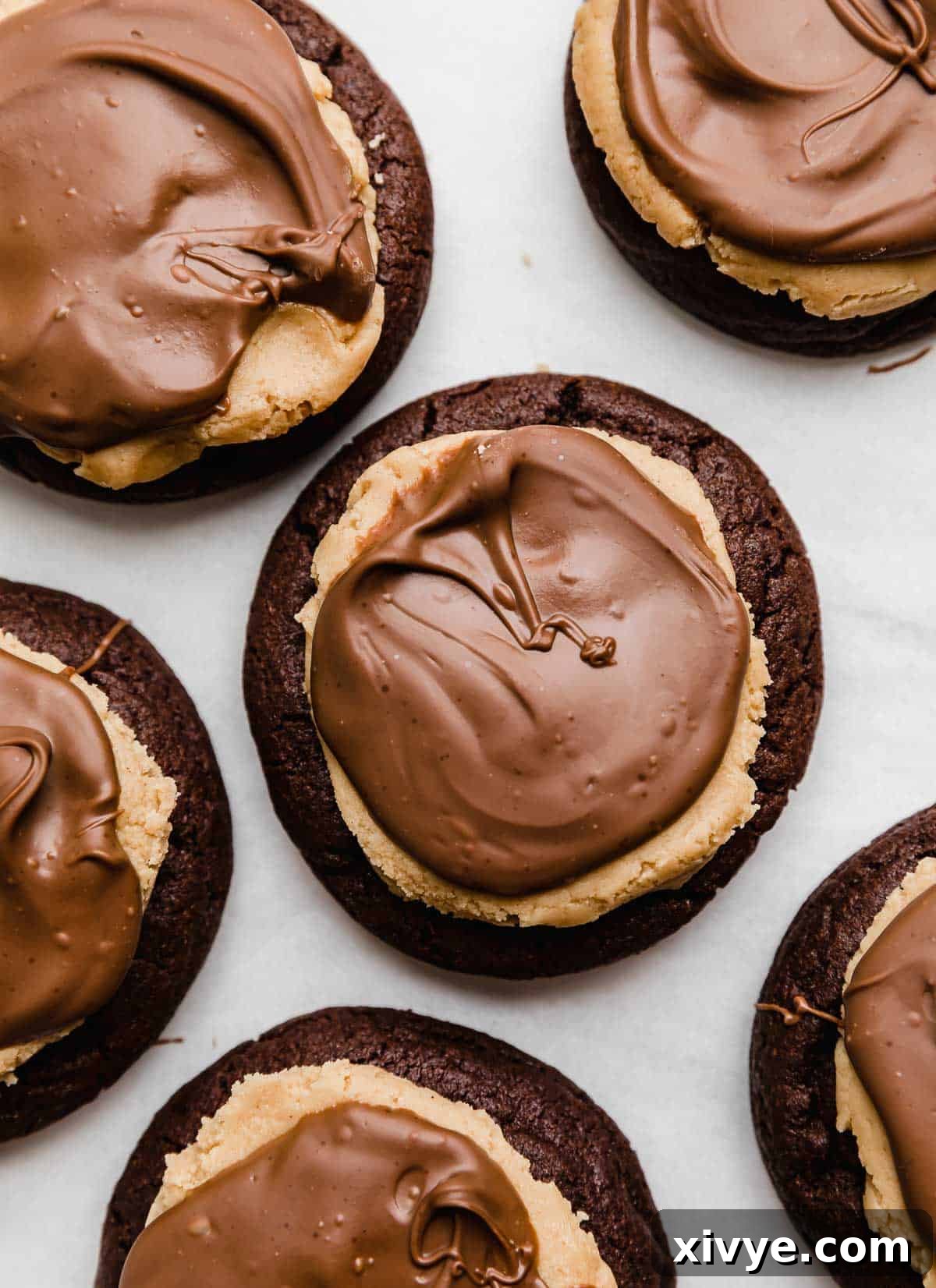 The best Buckeye Cookies on a white background.