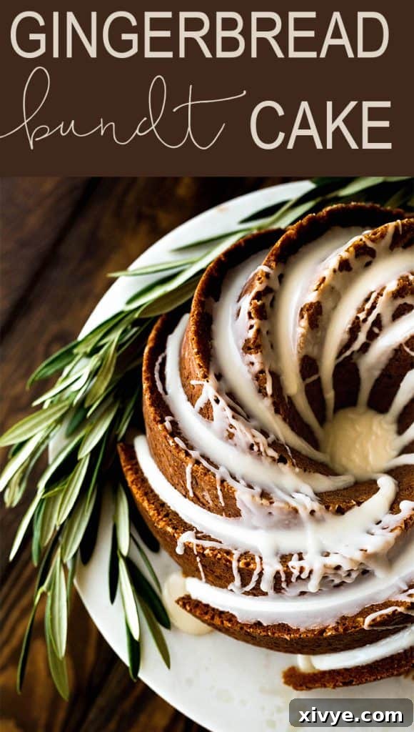 Gingerbread Bundt Cake, beautifully glazed and ready for holiday serving.