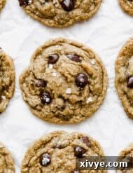 Caramelized Butter Chocolate Chip Cookies 13 Brown Butter Chocolate Chip Cookies on a white background.