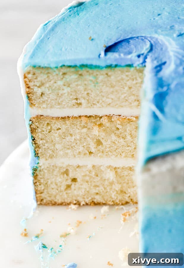 A charming three-layer vanilla smash cake recipe, beautifully frosted and ready for a special celebration.