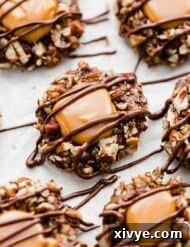 Turtle Cookies drizzled with melted chocolate.