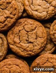 The best soft gingersnap cookies close together.