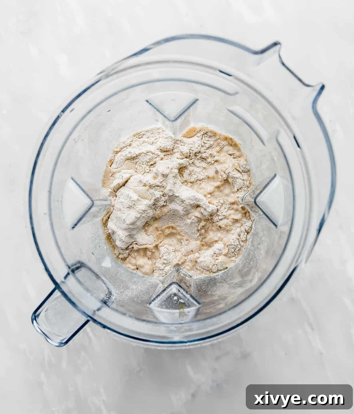 Wholesome German Pancake Delight 4 A blender full of ingredients used to make healthy German pancakes.